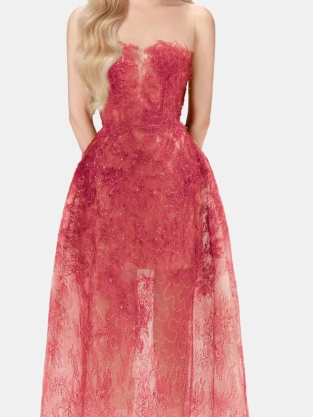 Montsand Red Beaded lace dress size S
